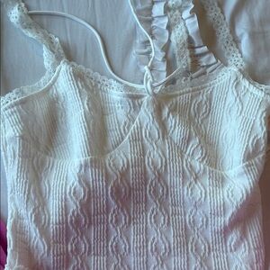 SHEIN White Lace Detail Crop Top